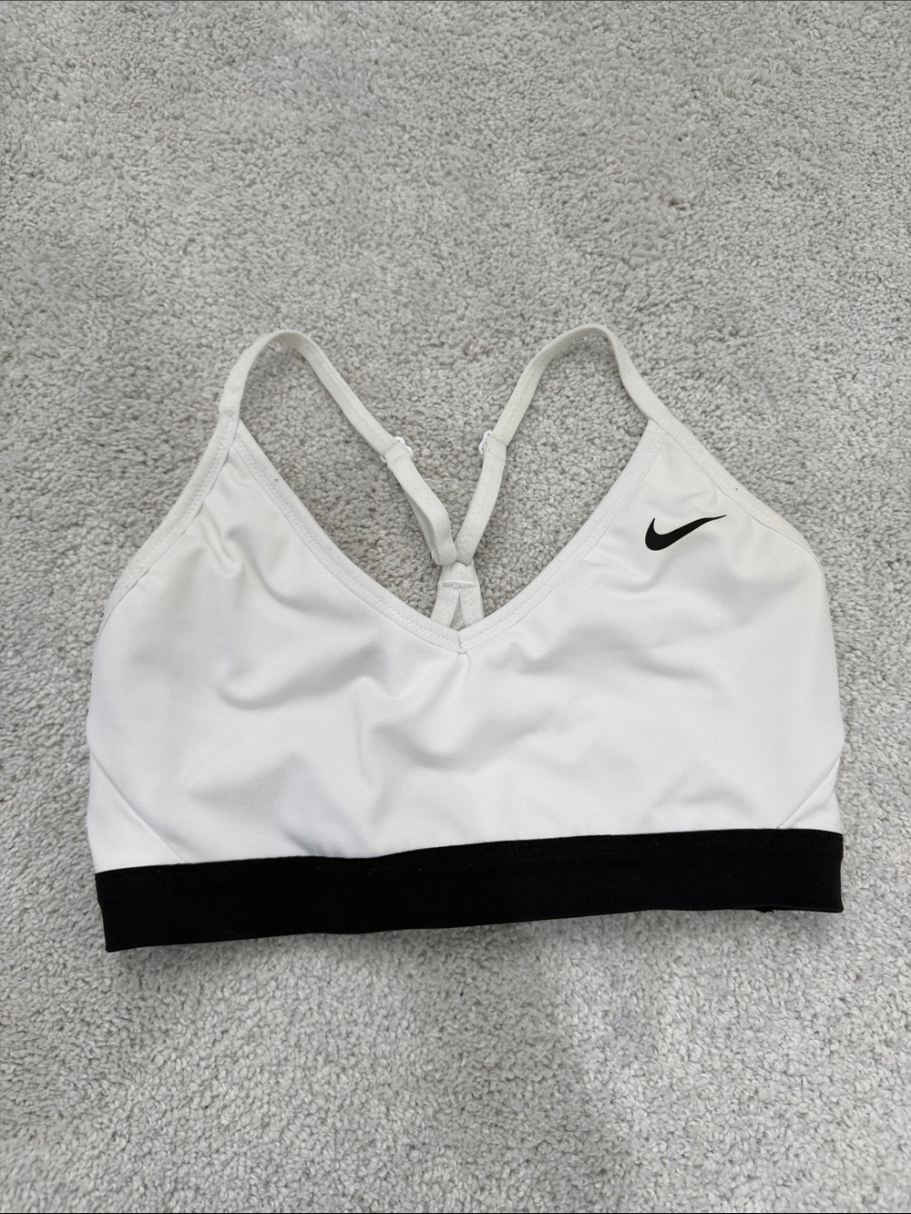 Nike White Sports Bra with Black Underband